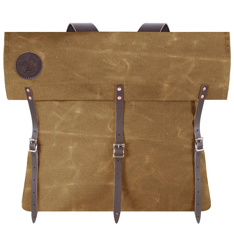 #3 Original Pack - 72 L in tough waxed canvas with rugged leather straps, showcasing durable craftsmanship by Duluth Pack for outdoor and wilderness use.