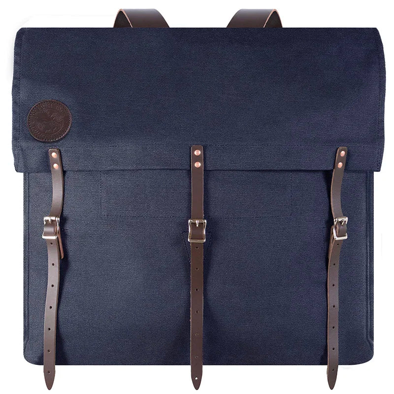 #4 Original Pack - 95 L with navy tough canvas and rugged leather straps, designed for heritage outdoor use and long-lasting performance by Duluth Pack.