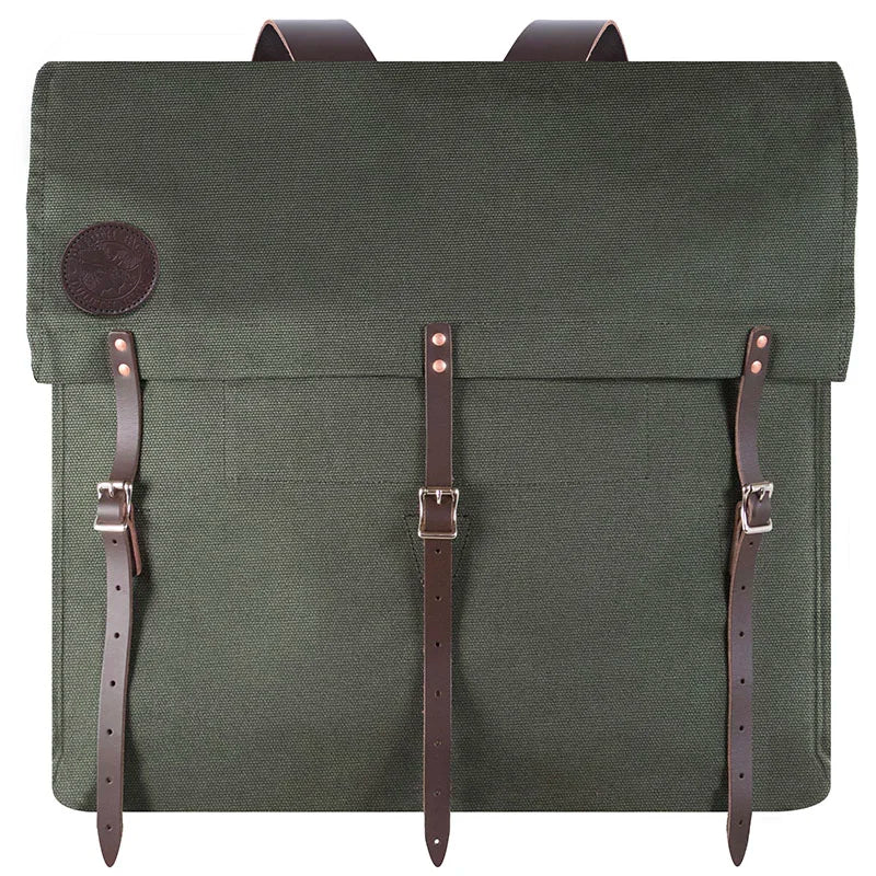 #4 Original Pack - 95 L in rugged green canvas with reinforced leather straps, designed for durable outdoor use by Duluth Pack.