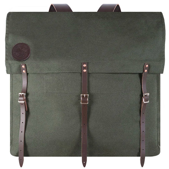 #4 Original Pack - 95 L in rugged green canvas with reinforced leather straps, designed for durable outdoor use by Duluth Pack.
