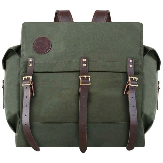 #4 Monarch Pack in burly 15-ounce canvas with leather straps by Duluth Pack, designed for durable outdoor use and traditional canoe trips.