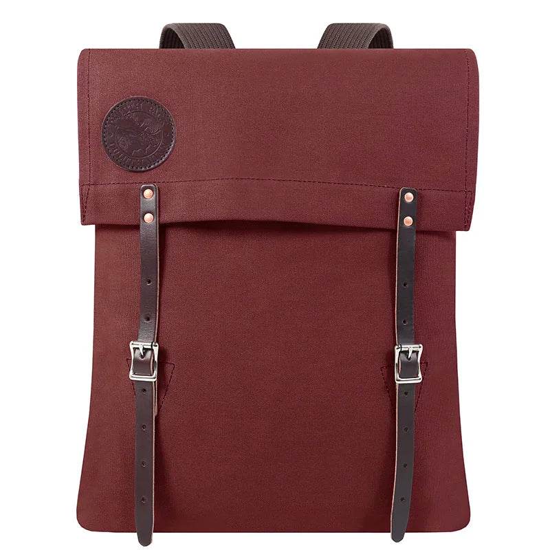 #51 Utility Pack in tough 15-ounce canvas with premium leather straps, designed by Duluth Pack for durable everyday outdoor use.
