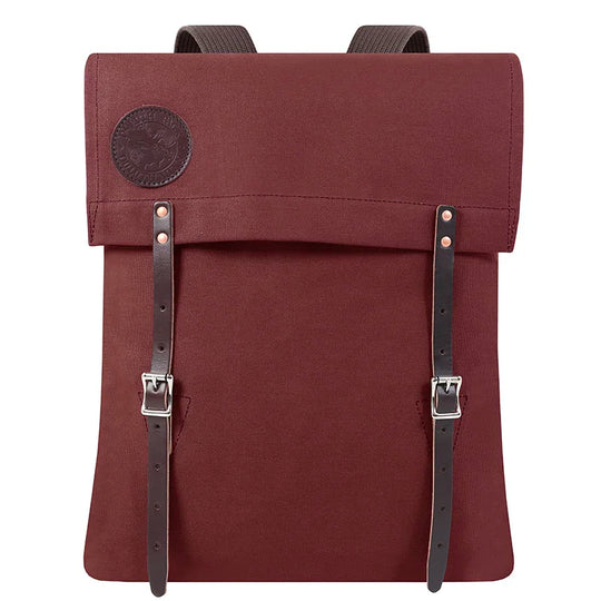 #51 Utility Pack in tough 15-ounce canvas with premium leather straps, designed by Duluth Pack for durable everyday outdoor use.
