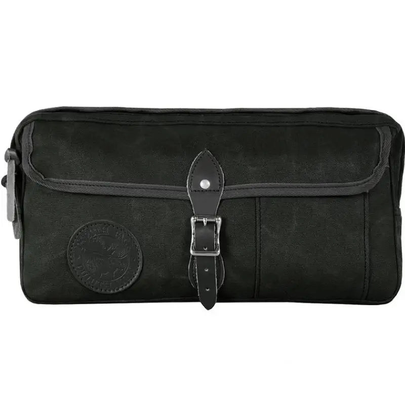 Canoe Thwart Bag Model II in waxed olive drab with white background