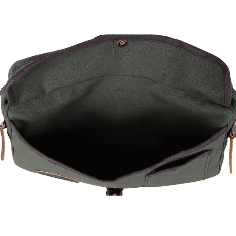 Canoe Thwart Bag Model II in olive drab  top view with white background