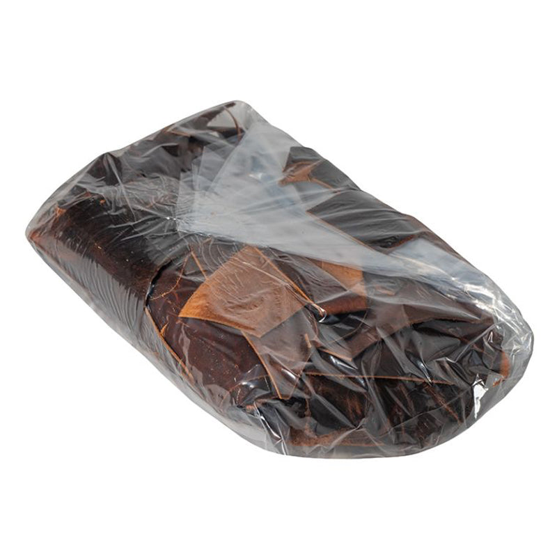 Scrap heritage bison leather in 5 lbs bags with a white background.
