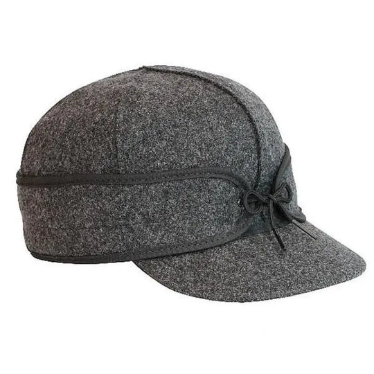 The Original Stormy Kromer Cap in Charcoal Grey on a White Background