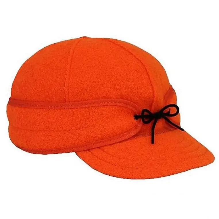 The Original Stormy Kromer Cap in Orange on a White Background