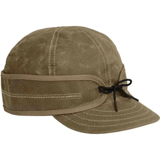 Stormy Kromer The Waxed Cotton Cap In Tan On A White Background