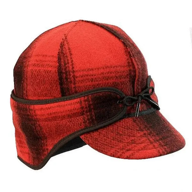 Stormy Kromer Rancher Cap In Red &amp; Black Buffalo Plaid On A White Background
