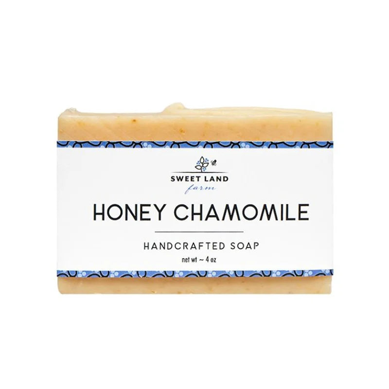 Sweet Land Farm Handcrafted Soap in honey chamomile with a white background