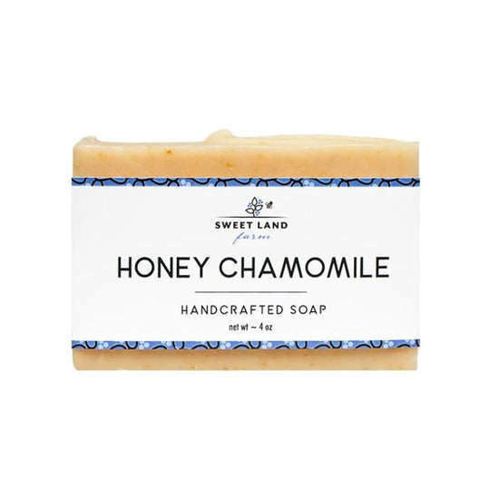 Sweet Land Farm Handcrafted Soap in honey chamomile with a white background