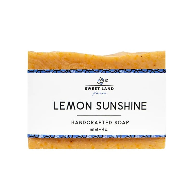 Sweet Land Farm Handcrafted Soap in lemon sunshine with a white background