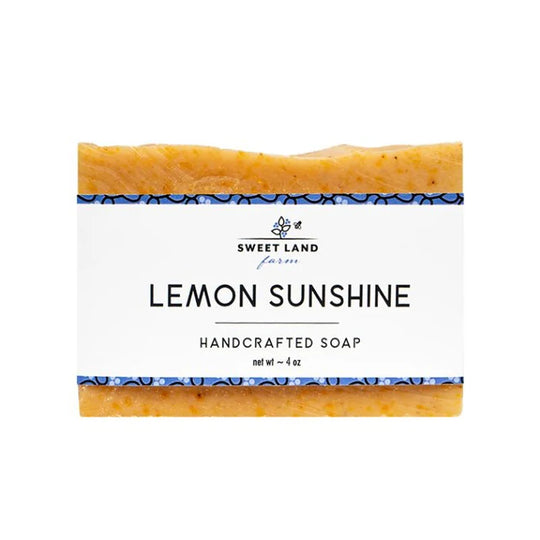 Sweet Land Farm Handcrafted Soap in lemon sunshine with a white background