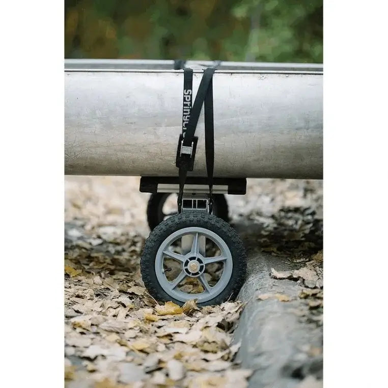 Spring Creek Canoe/Kayak Portage Cart on a canoe as seen from the side