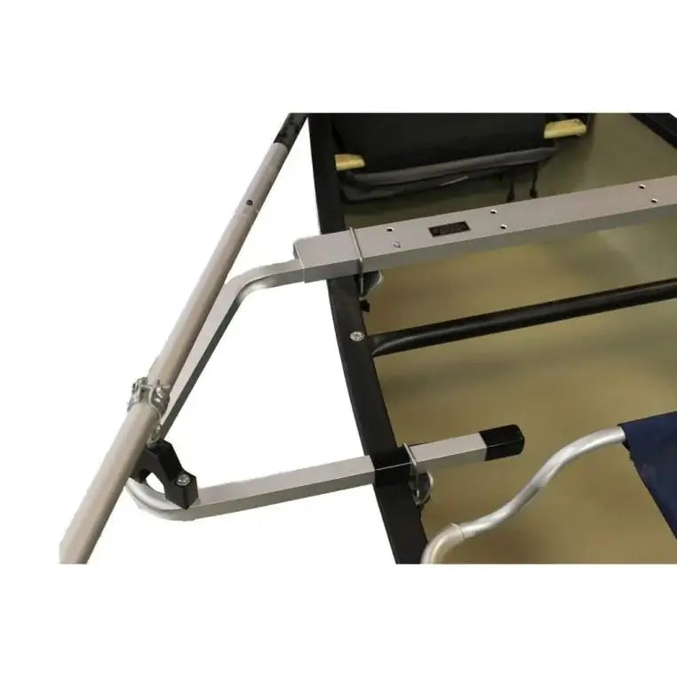 Spring Creek Rowing Unit Complete Package Out-riggers Mounted On A Canoe On A White Background