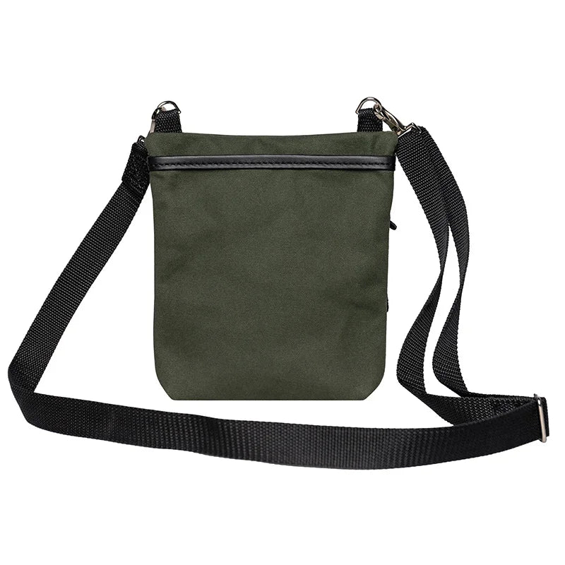 Signature Crossbody Purse in olive drab rugged canvas with adjustable black cotton webbing strap, designed for durable outdoor use by Duluth Pack.