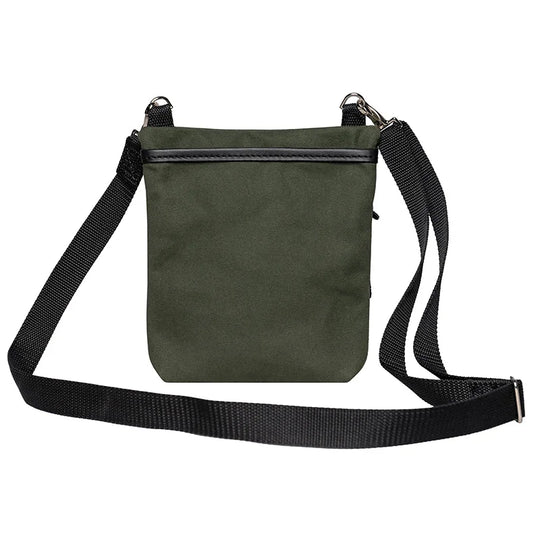 Signature Crossbody Purse in olive drab rugged canvas with adjustable black cotton webbing strap, designed for durable outdoor use by Duluth Pack.