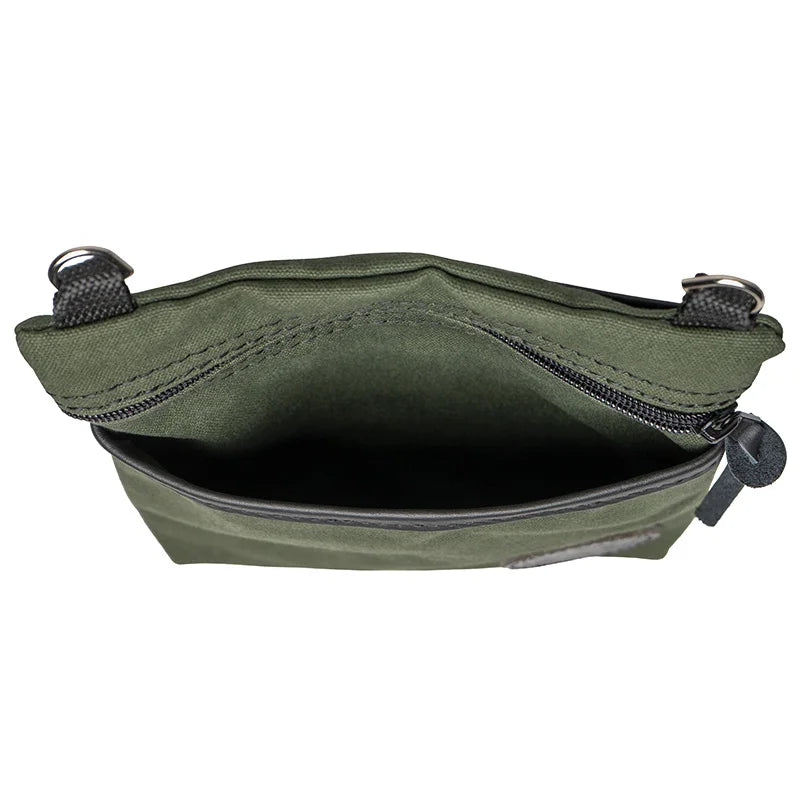 Signature Crossbody Purse in Olive Drab rugged canvas with zippered main compartment, designed for durable outdoor use and everyday carry by Duluth Pack.
