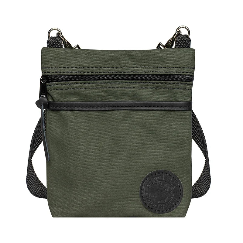 Signature Crossbody Purse in Olive Drab rugged canvas with adjustable strap, designed for durable outdoor use and lasting performance by Duluth Pack.
