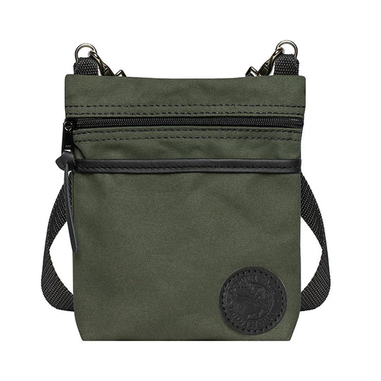 Signature Crossbody Purse in Olive Drab rugged canvas with adjustable strap, designed for durable outdoor use and lasting performance by Duluth Pack.