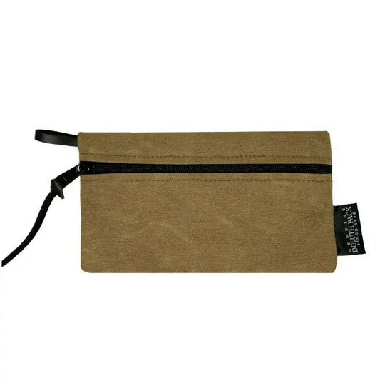 Small Gear Stash Bag In Waxed Khaki On A White Background