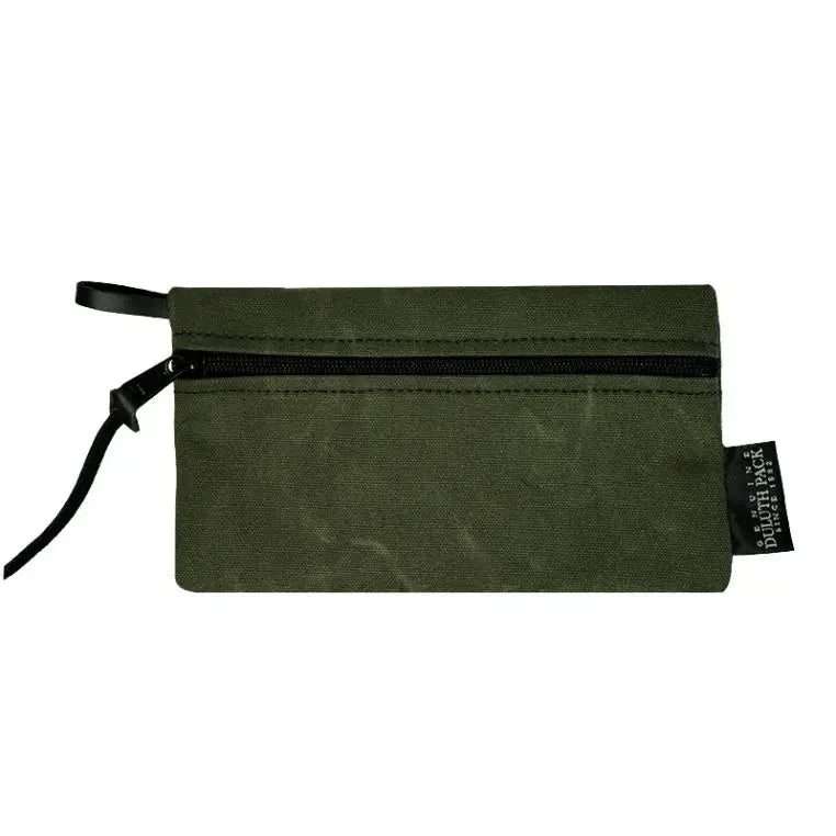 Small Gear Stash Bag In Waxed Olive Drab Green On A White Background