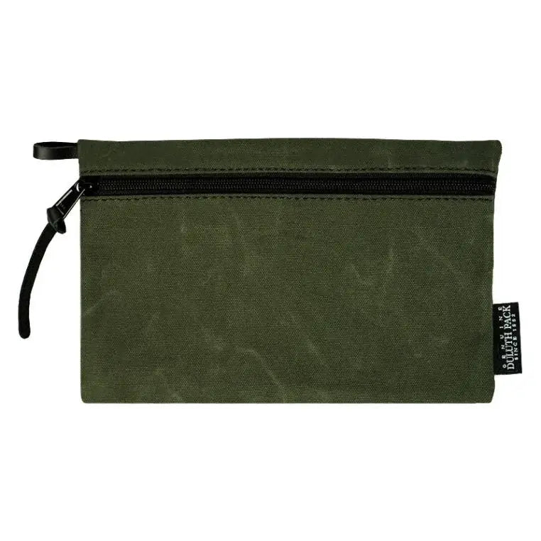 Medium Gear Stash Bag in Waxed Olive Drab Green On A White Background
