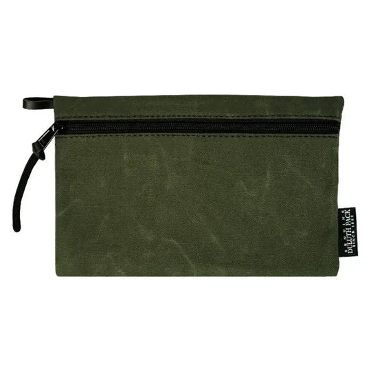 Medium Gear Stash Bag in Waxed Olive Drab Green On A White Background