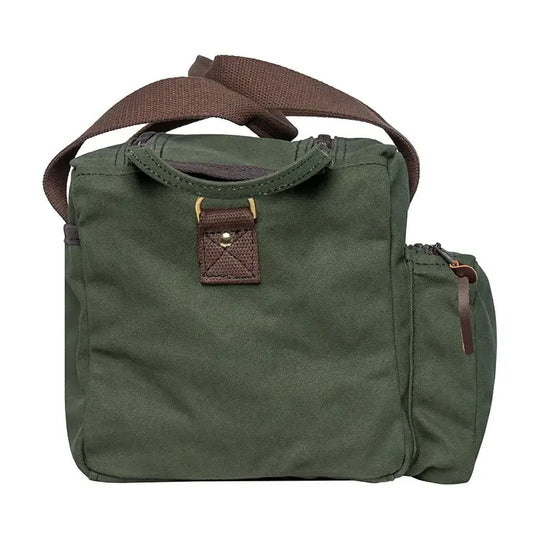 Range Bag In Olive Drab Green Canvas As Seen From The Side On A White Background