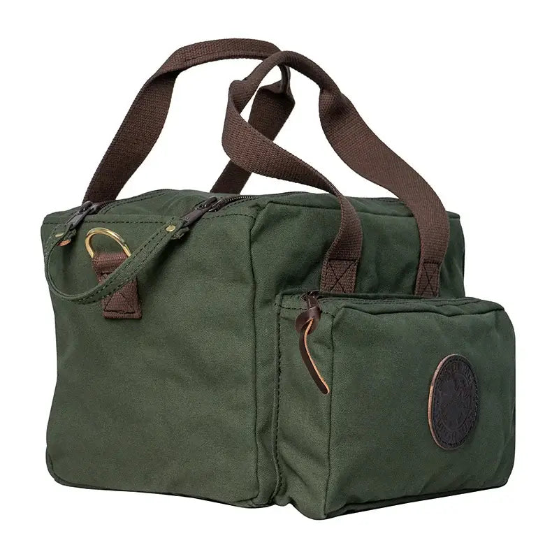 Range Bag In Olive Drab Green Canvas As Seen From The Side On A White Background