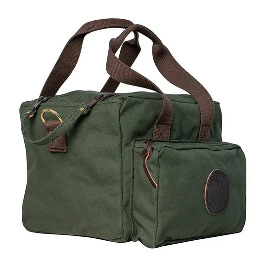 Range Bag In Olive Drab Green Canvas As Seen From The Side On A White Background