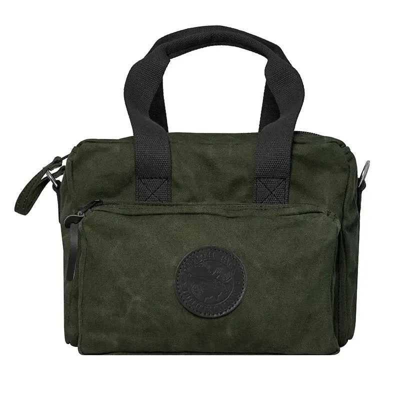 Range Bag In Waxed Olive Drab Green Canvas On A White Background