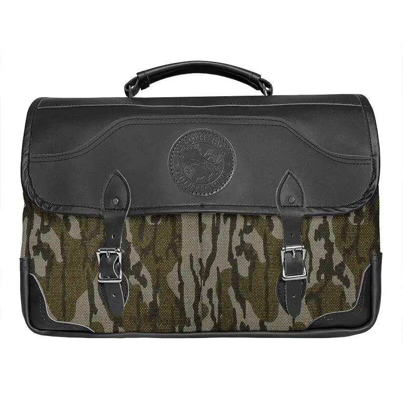 The Entrepreneur Briefcase In Mossy Oak Bottomland Camo On A White Background