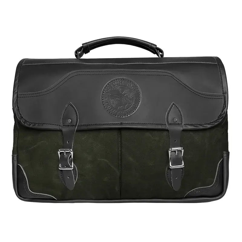 The Entrepreneur Briefcase In Waxed Olive Drab Green On A White Background