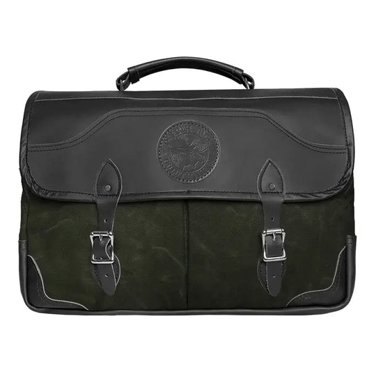 The Entrepreneur Briefcase In Waxed Olive Drab Green On A White Background