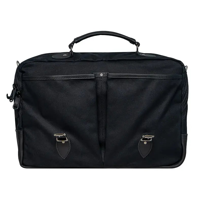 Superior Series Leather Entrepreneur Briefcase As Seen Under The Flap (Showing External Slip Pockets) On A White Background