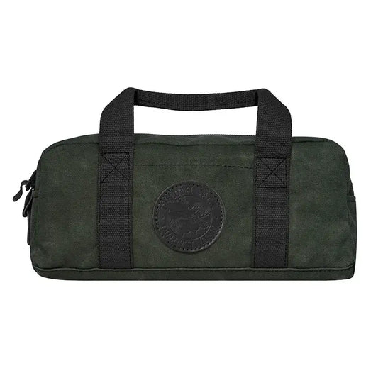 Utility Bag In Waxed Olive Drab Green On A White Background