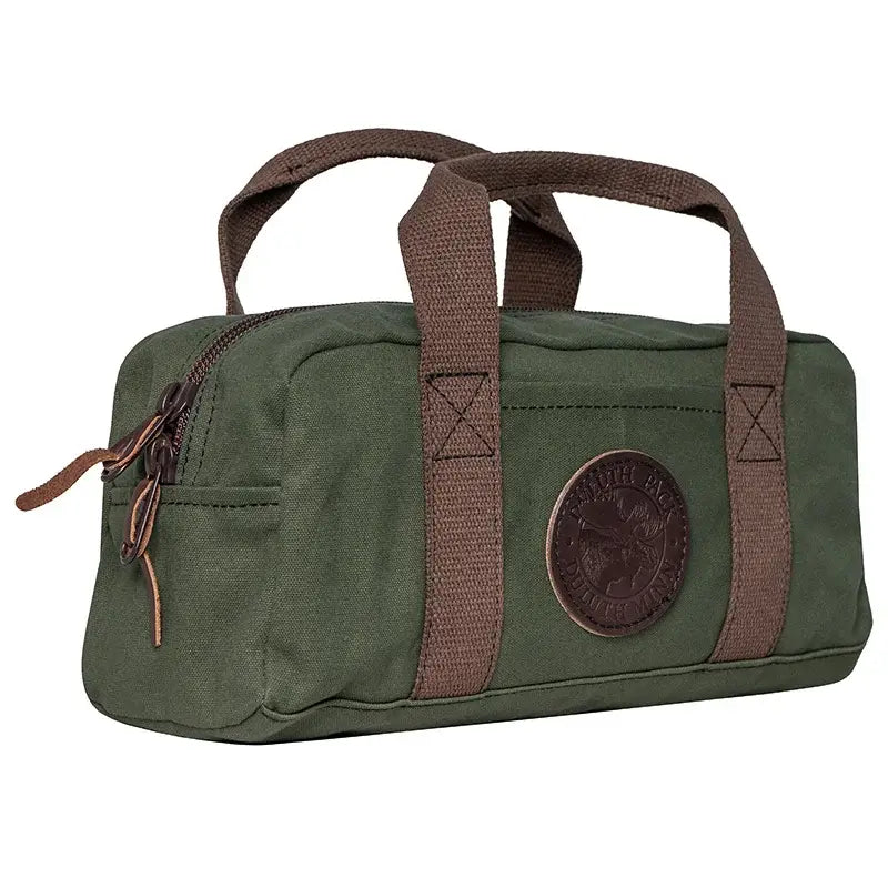 Utility Bag In Olive Drab Green As Seen From The Side On A White Background