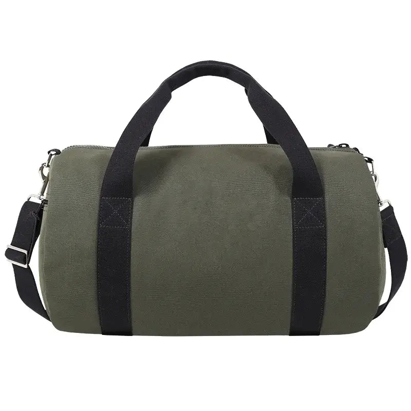 Round Duffel In Olive Drab Green As Seen From The Back On A White Background