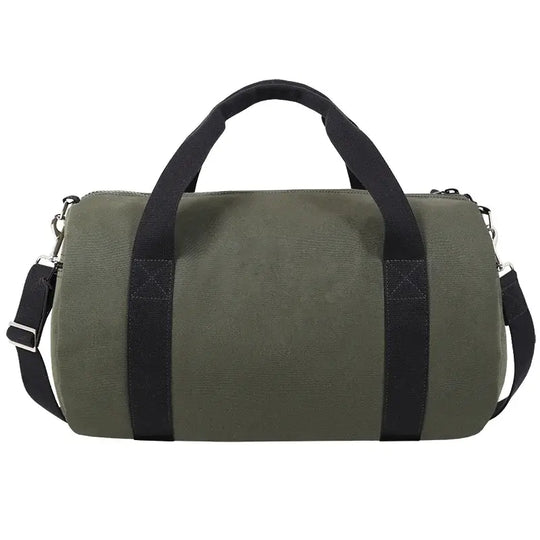 Round Duffel In Olive Drab Green As Seen From The Back On A White Background
