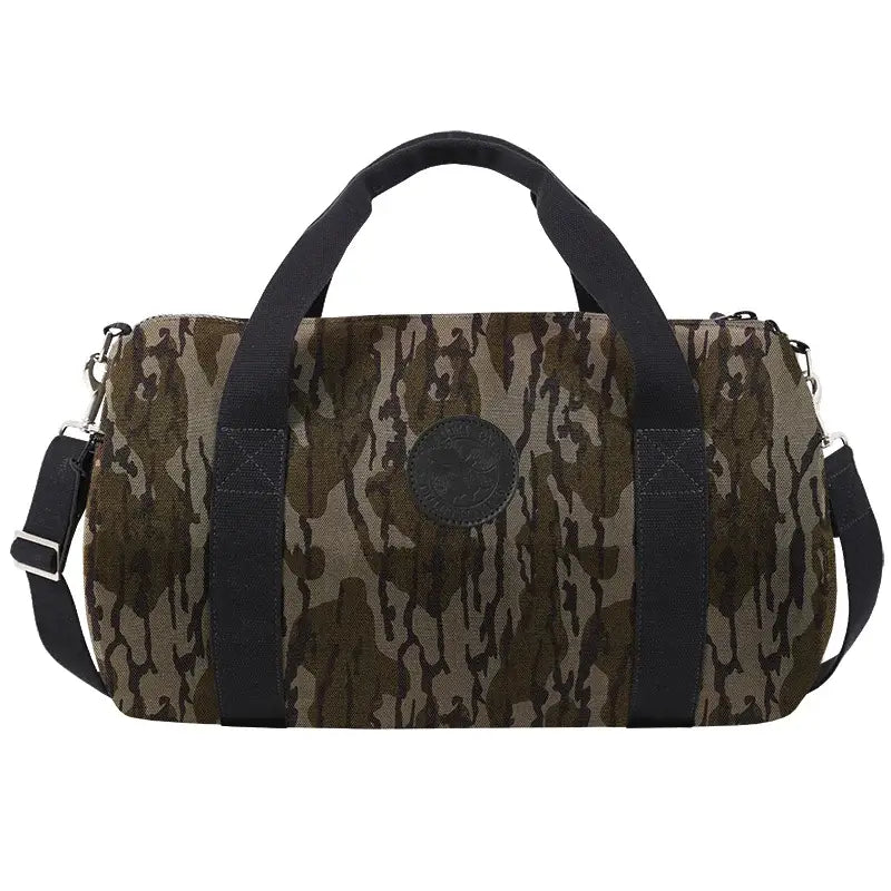 Round Duffel In Mossy Oak Bottomland Camo On A White Background
