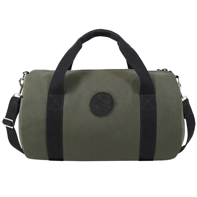 Round Duffel In Olive Drab Green On A White Background