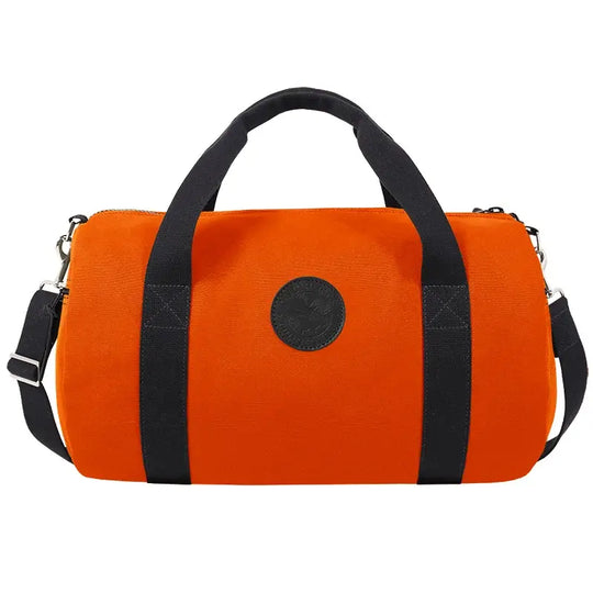 Round Duffel In Orange On A White Background