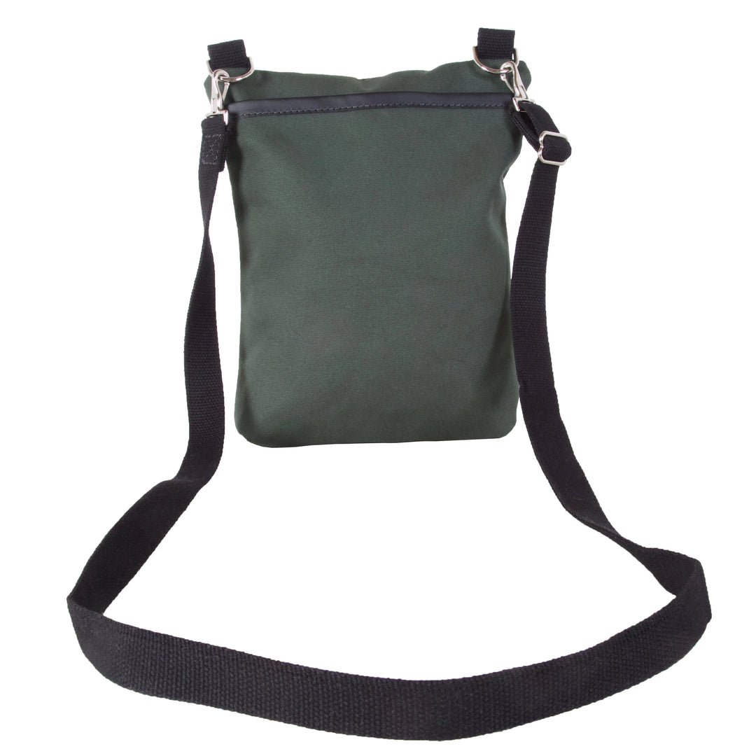 Traverse Crossbody Bag in Olive Drab with adjustable cotton strap, made by Duluth Pack, designed for durable outdoor use and everyday rugged performance.