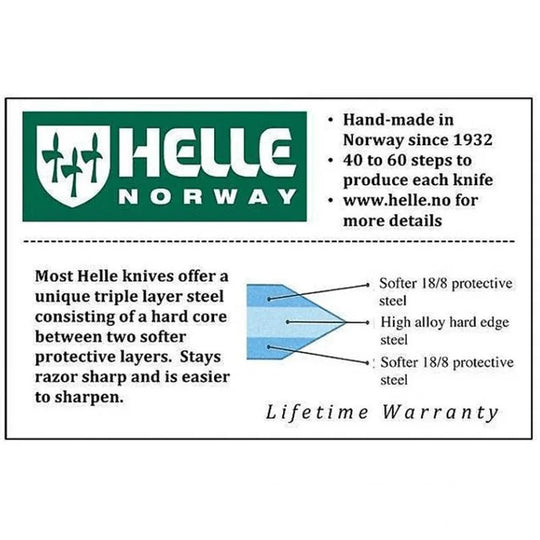 Helle Harding Knife information card