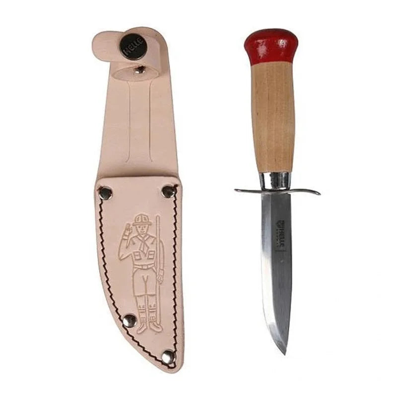 Helle Scout Knife with the sheath with a white background