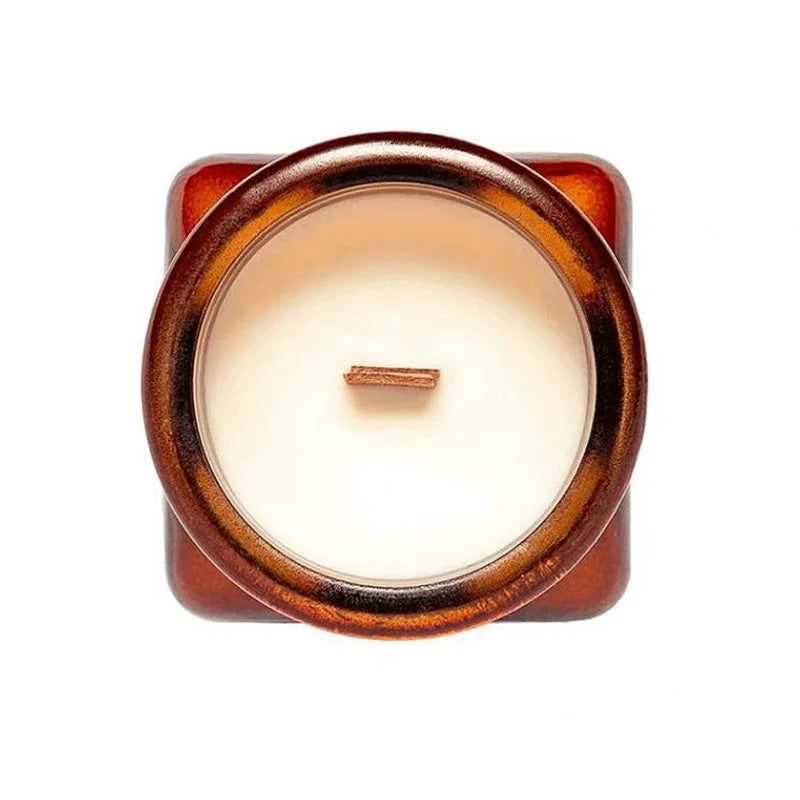 Woodfire Candle Company Soy Candle top view with a white background