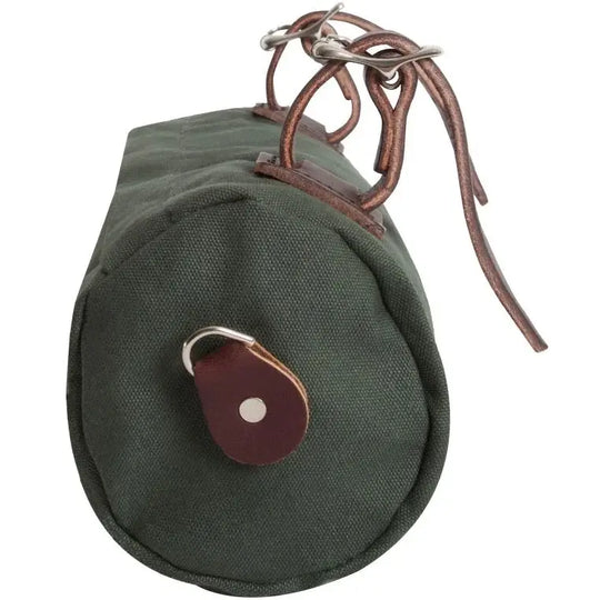 Candy Bar Bike Bag In Olive Drab Green As Seen From The Side On A White Background