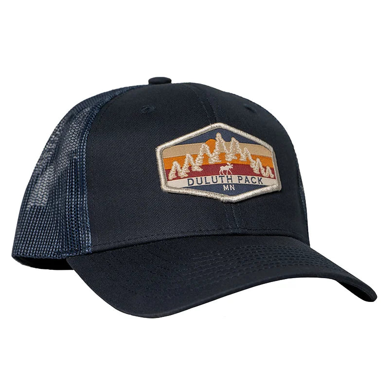 Duluth Pack Tree Line Big Rig Trucker Hat in black with white background